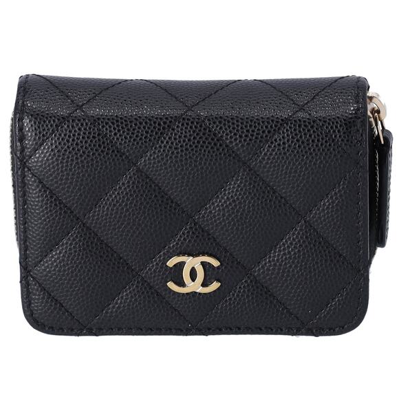 CHANEL Matelasse Compact Bifold Coin Wallet AP1958 Black Caviar Leather - Picture 1 of 8